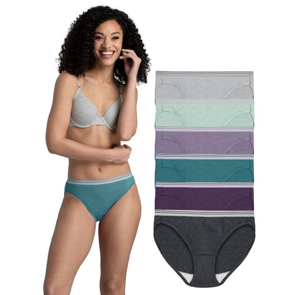 Fruit of the Loom Women's Cotton Bikini Underwear, 6-Pack
