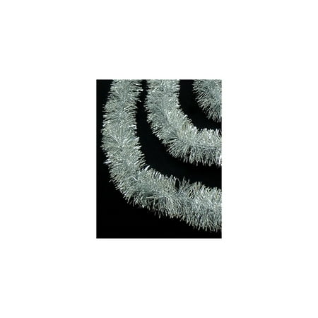 50' Traditional Shiny Silver Christmas Tinsel Garland - Unlit - 3 Ply