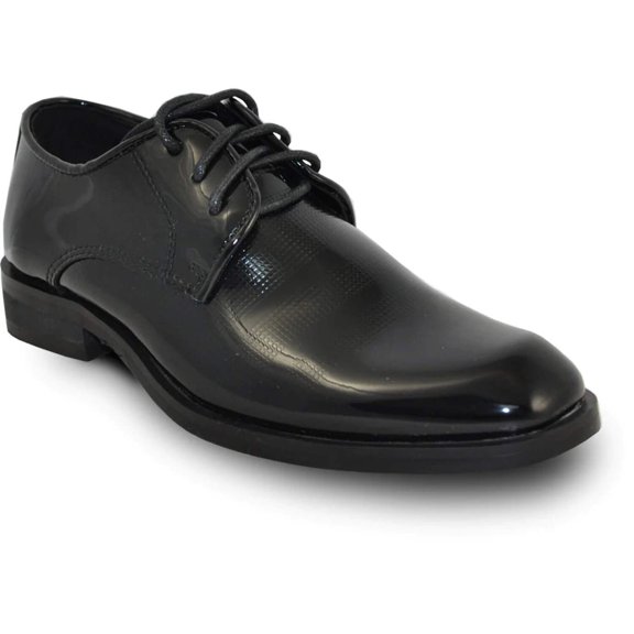 VANGELO Boy ROCKEFELLERKID Dress Shoe Formal Tuxedo for Prom Wedding Black Patent