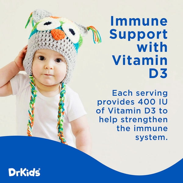 DrKids Probiotic Vitamin D Drops, Clinically Proven Strains, May Support Infant & Child Gut and Digestive Health*, Powerful Immune Support and Guaranteed Live Cultures, 0.5 fl. Oz. (15 ml)