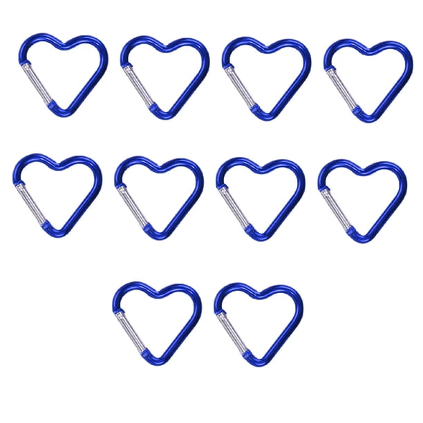 10 mosquetones con forma de corazón para llavero, bonitos mosquetones de aluminio para escalada, hamacas, correas de perro, portabotellas y llaves.