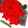 thumbnail image 4 of Poinsettia Artificial Christmas Flowers Heads Decorations Red Glitter Xmas Tree Ornaments Wreath Wedding Party Decor, 4 of 5