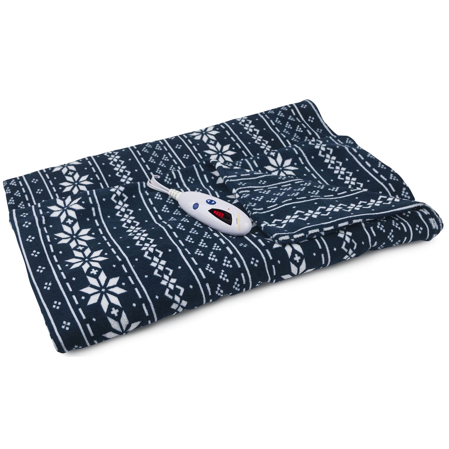 Biddeford Microplush Electric Heated Warming Throw Blanket Navy Blue Fair  Isle | Walmart Canada