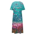 thumbnail image 4 of Hvot&aat Women's Elegant Vintage Printed Dresses Loose Fit Short Sleeve A-Line Maxi Dress Boho Beach Dress, 4 of 4