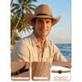 thumbnail image 4 of Gustave Straw Cowboy Hat for Women Men Wide Brim Fedora Sun Hat Shapeable Western Cowgirl Hat Summer Beach Hat with Windproof Chin Strap - Khaki, 4 of 7