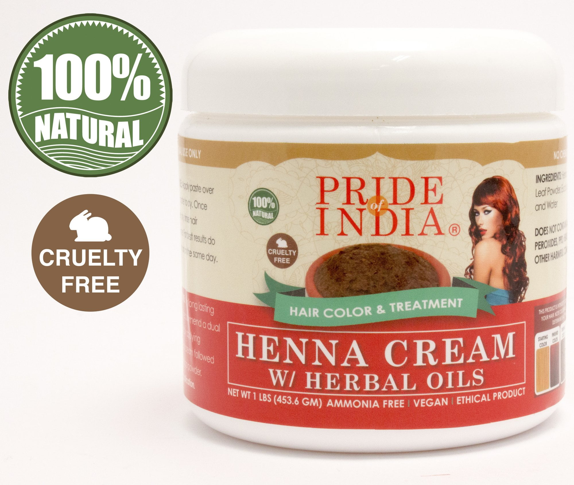 Pride Of India Natural Brunette Hair Color | NET WT 120 GMS | Plant Hair Dye With Mehendi Powder | 12 individual Sachets (10G Each) | Reusable Brush And Tray | Shiny And Smooth Finish