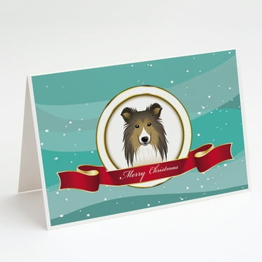 Caroline's Treasures Sheltie Christmas Greeting Cards with Envelopes, 5" x 7" (8 Count)