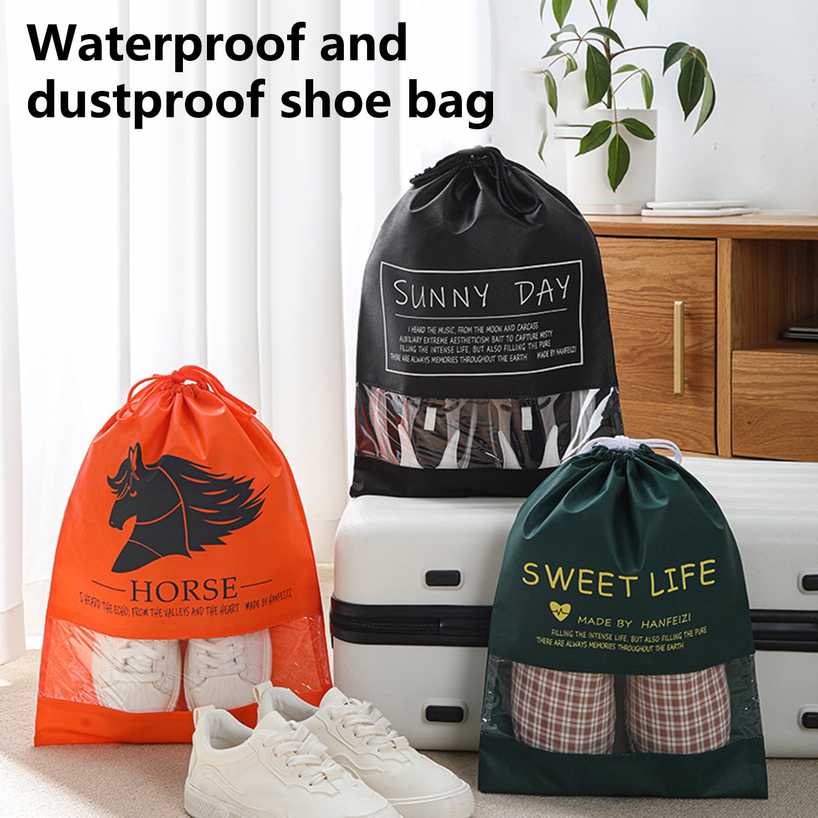 Yesbay 10Pcs Shoe Storage Bag High Capacity Dustproof Non Woven Fabric