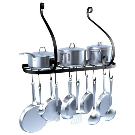 Vdomus Wall Mount Pot Pan Rack Kitchen Cookware Storage Organizer 24 By 10 In With Hooks Black Vdomus Wall Mount Pot Pan Rack Kitchen Cookware Storage Organizer 24 By 10 In With Hooks Black
