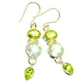 thumbnail image 2 of Prehnite, Peridot 925 Sterling Silver Earrings 2"  - Handmade Boho Vintage Jewelry EARR430069, 2 of 2
