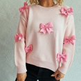 thumbnail image 2 of Teylalorva Sweater for Women Crew Neck Embellished Loose Long Sleeve Pullover With Unique Decor Pink Size M, 2 of 5