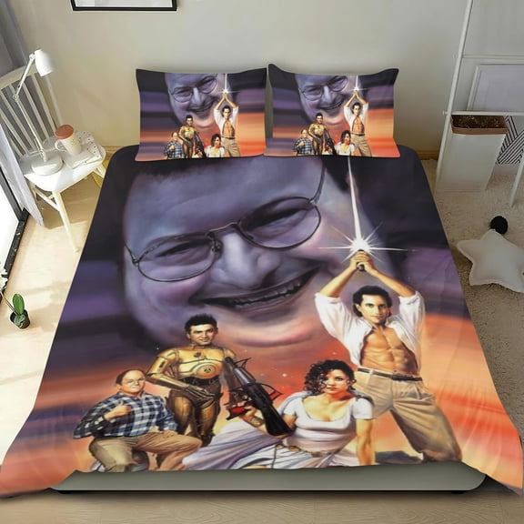Seinfeld Themed Bed Sheet Set Three Piece Set 53x79 In ches Comfortable And Skin Friendly Unique Design Creating A Star Studded Night Home Decor Gifts For Family Friends fans