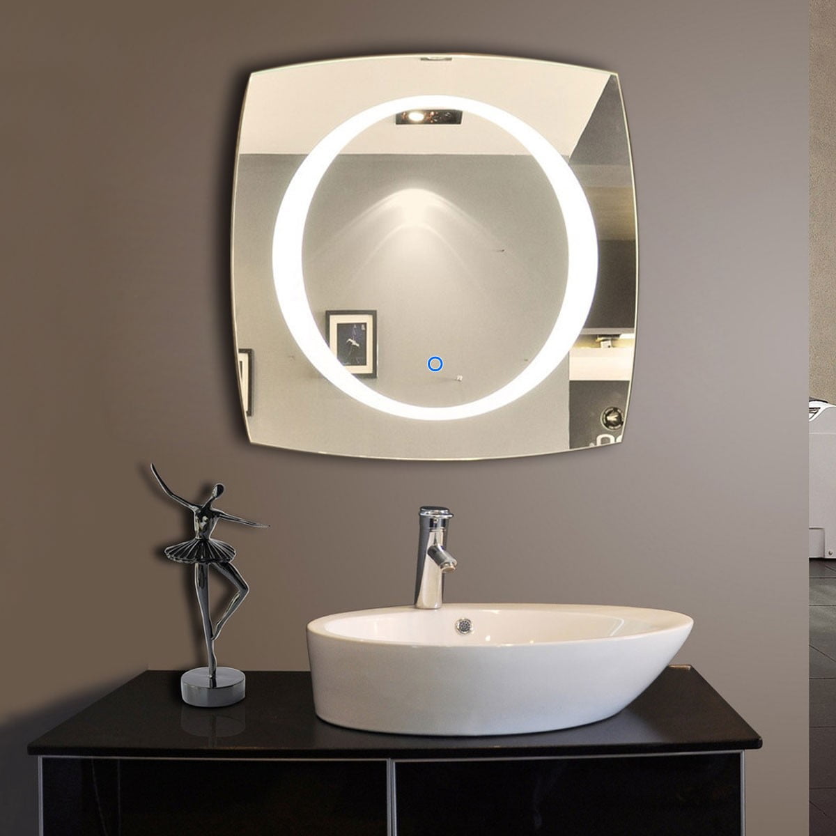 Decoraport Square Bathroom Mirror Wall Mounted Illuminated Backlit Decoraport Square Bathroom Mirror Wall Mounted Illuminated Backlit Vanity With Touch On Frameless Lighted Makeup 28 X Inch