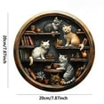thumbnail image 3 of YHAICO Hanging Sign White Party Decoration Vintage Style Cats Decoration Wooden Round Cats Bookshelf Sign Hanging Sign Welcome Door Decorative Pendant, 3 of 6
