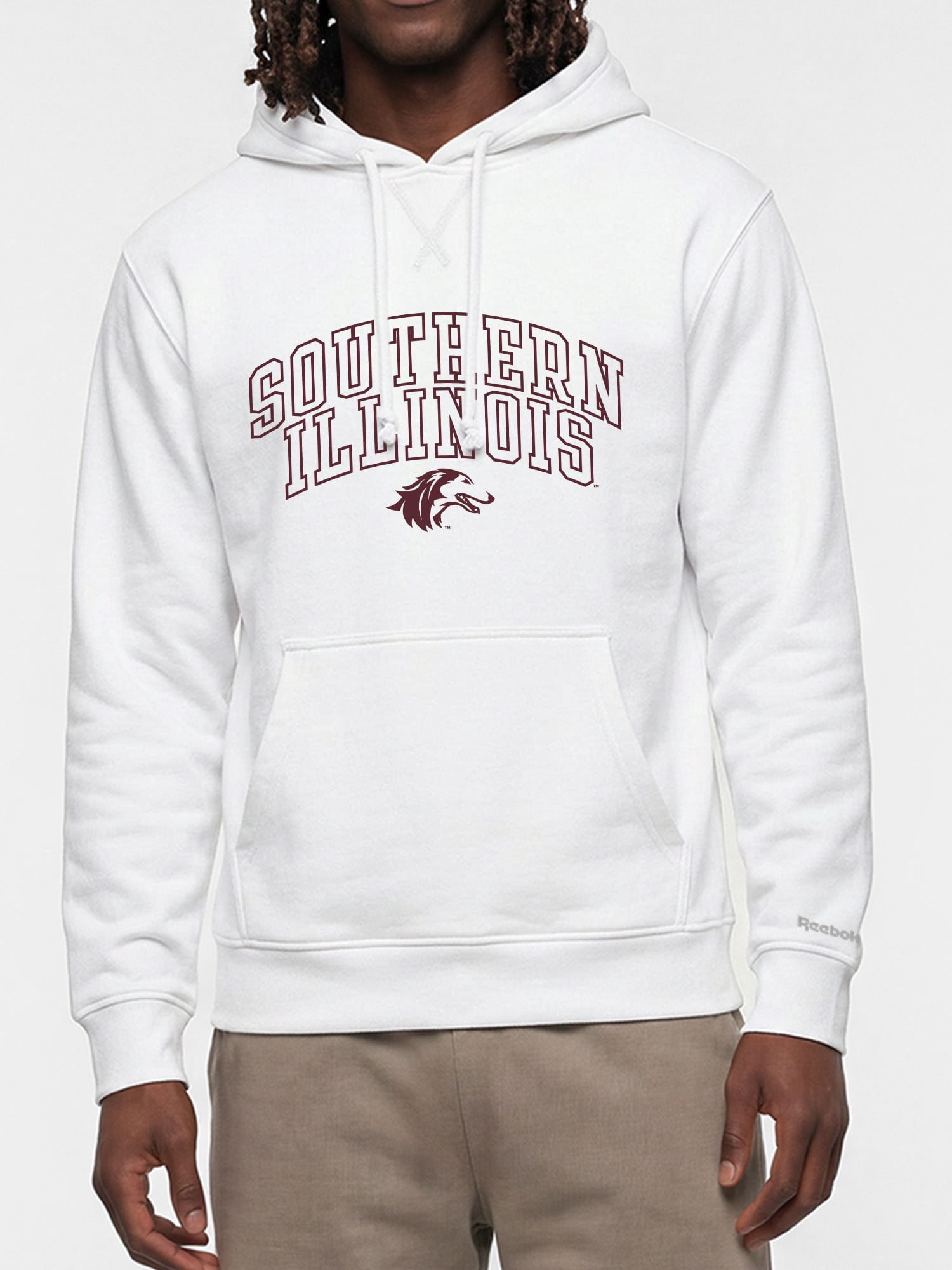 Southern Illinois Salukis Reebok Mens White Hooded Sweatshirt
