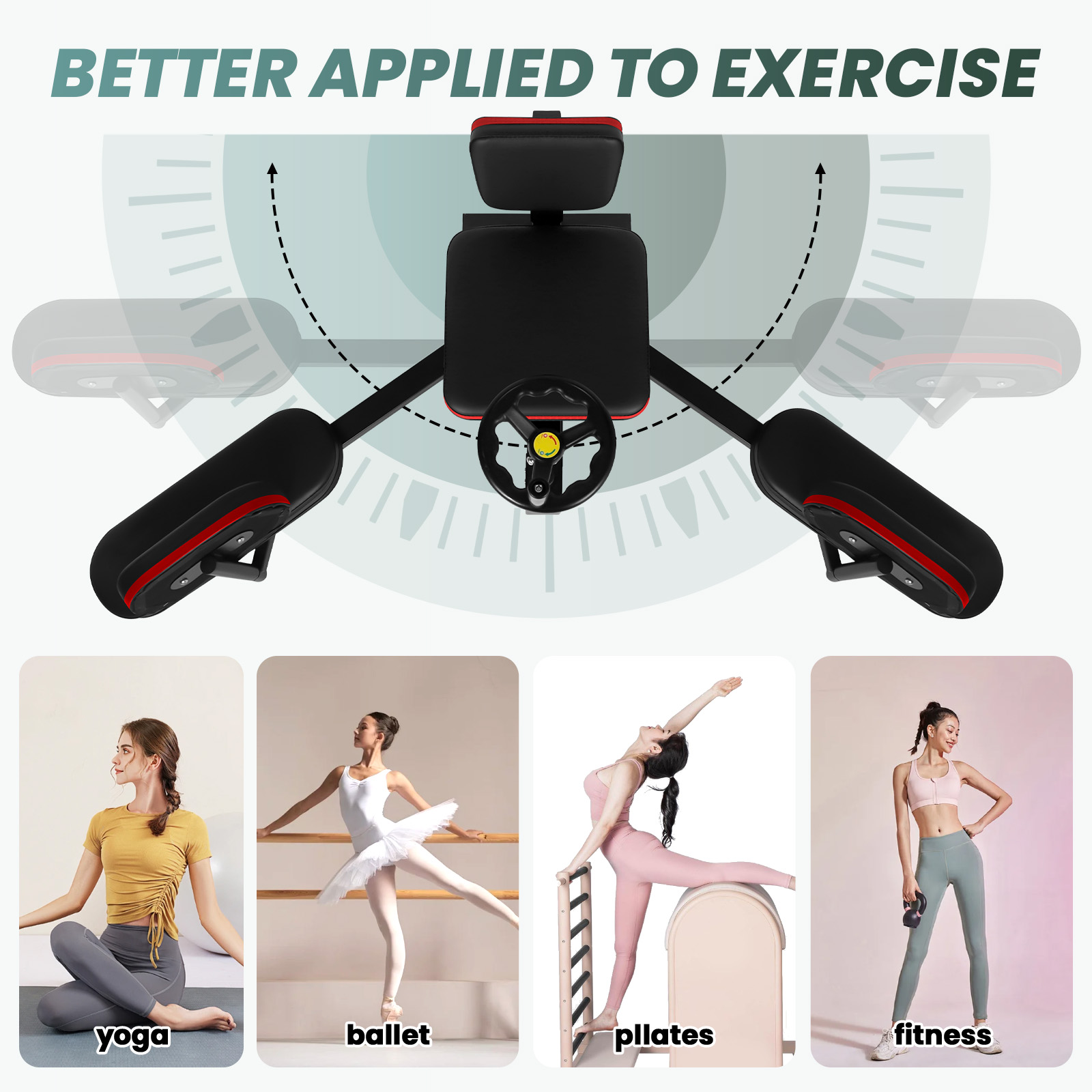 400 LBS Silent Wheels Split Adjustable Leg Stretcher, Metal Leg Stretcher Machine Heavy Duty Split Machine Training Equipment, 38.5x16.5x15 Inch for Fitness