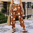 thumbnail image 4 of Orange Pajama Pants Women Wide Leg Halloween Sleepwear Home Wear S, 4 of 4