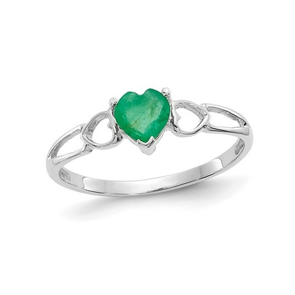 2/5 Natural Emerald Heart Promise Ring in 14K White Gold