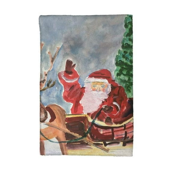 Betsydrake KT1225 16 x 25 in. Reindeer & Santa Kitchen Towel