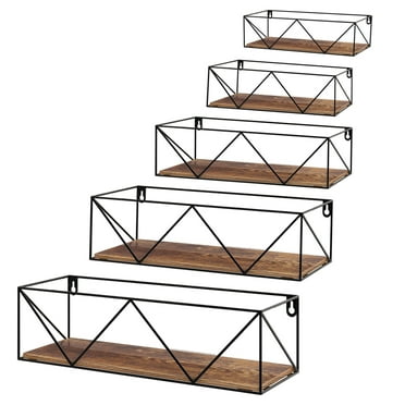 Wall Shelf Set of 5, Floating Storage Shelves Wall Mounted for Bathroom Kitchen Bedroom Living Room