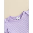 thumbnail image 6 of Suealasg Baby Girls Romper Outfit Newborn Short Sleeve Round Neck Solid Color Ribbed One-Piece Clothes 0-18 Months Infant Summer Bodysuit, 6 of 8