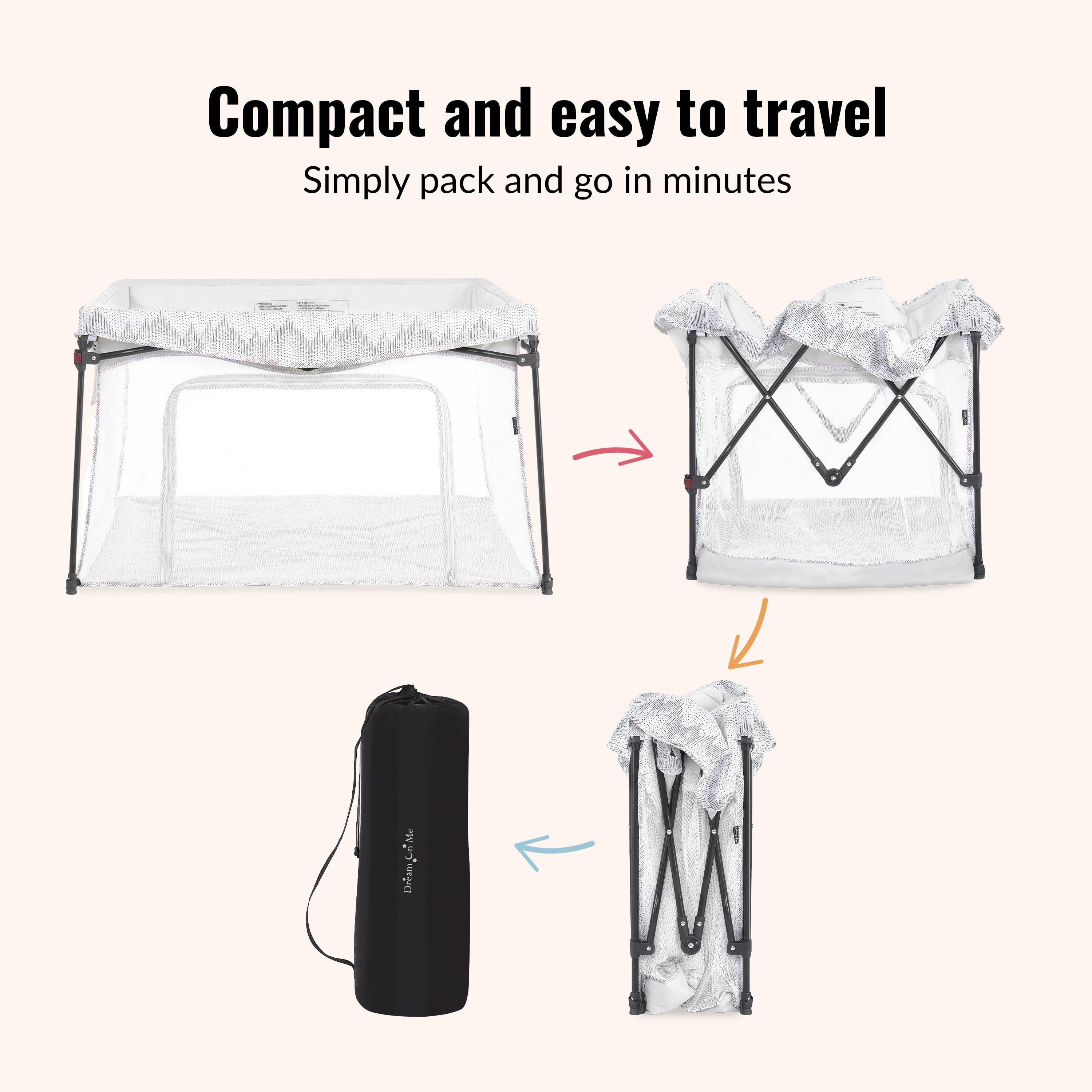 Dream on Me Ziggy Square Playpen, Dove White, Unisex