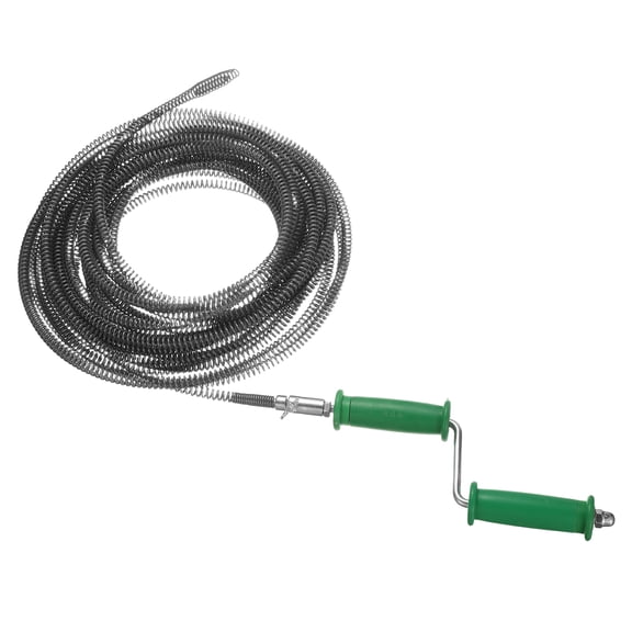 Uxcell Drain Cable 2/5" (10mm) Dia. 49ft Manual Drain Cleaning Auger Cables with Drill Connector Flexible Spring Unclog Hair for Sink