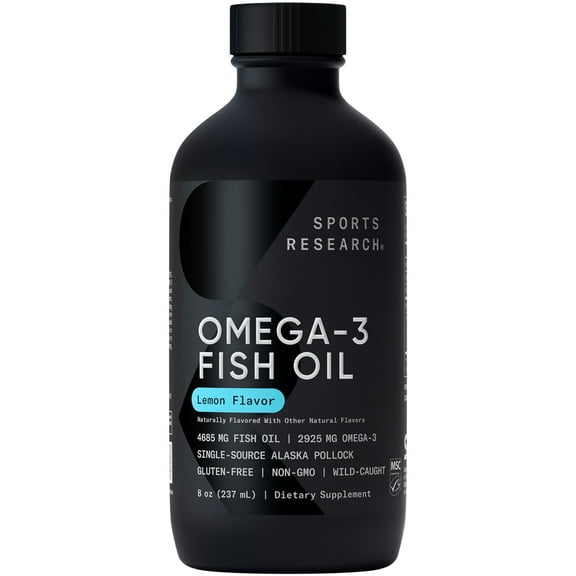 Sports Research® Omega-3 Fish Oil, Lemon - 4685 mg of Fish Oil - 48 servings