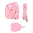 thumbnail image 1 of Dog Harness Leash Cute Bow Rhinestone Decoration Breathable Adjustable Pet Vest Traction Rope Set for Small Dogs Cats Pink M, 1 of 1
