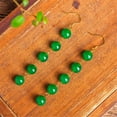 thumbnail image 5 of K-KED A Pair Jade Chrysoprase Beads Gemstone Earrings Ear Wire 18k Ear Hook Women, 5 of 5