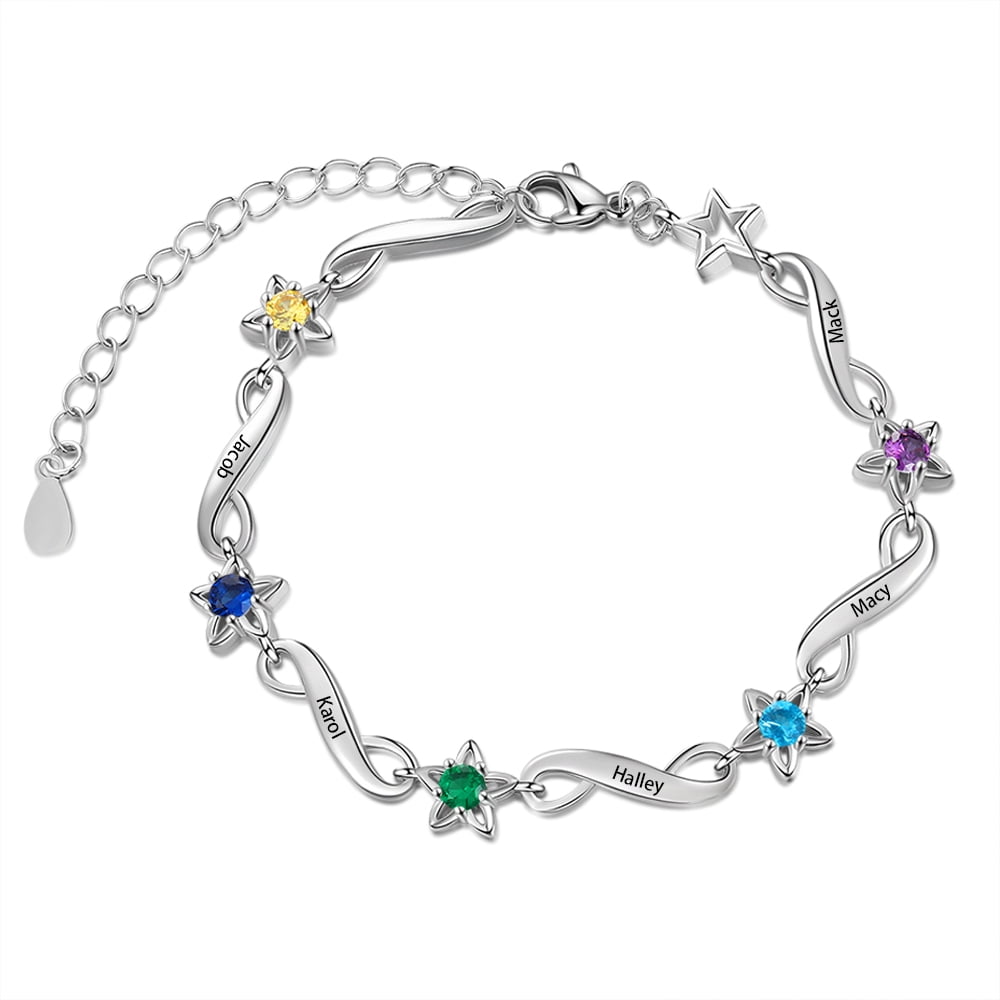 Infinity Star Station Bracelet for Women Personalized 27 Birthstone