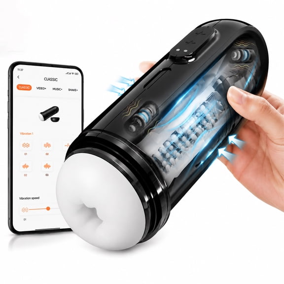 AYIYUN Automatic Male Masturbators Sex Toys with 2 Motors 10 Powerful Vibrating Modes, APP Remote Control Stroker Masturbation Adult Toy for Men