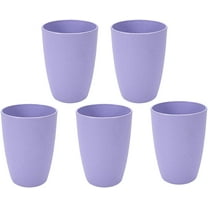 NA 12oz Small Drinking Tumblers, Unbreakable Wheat Straw Cups for Camping Party, Reusable Water Glasses for Beverage Ice Tea, Dishwasher Safe (Set of 5, Purple)