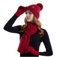 thumbnail image 5 of Clearance Sale Women's Autumn And Winter Woolen Hat Warm Scarf Gloves Three Piece Ear Protection Pullover Hat, 5 of 5