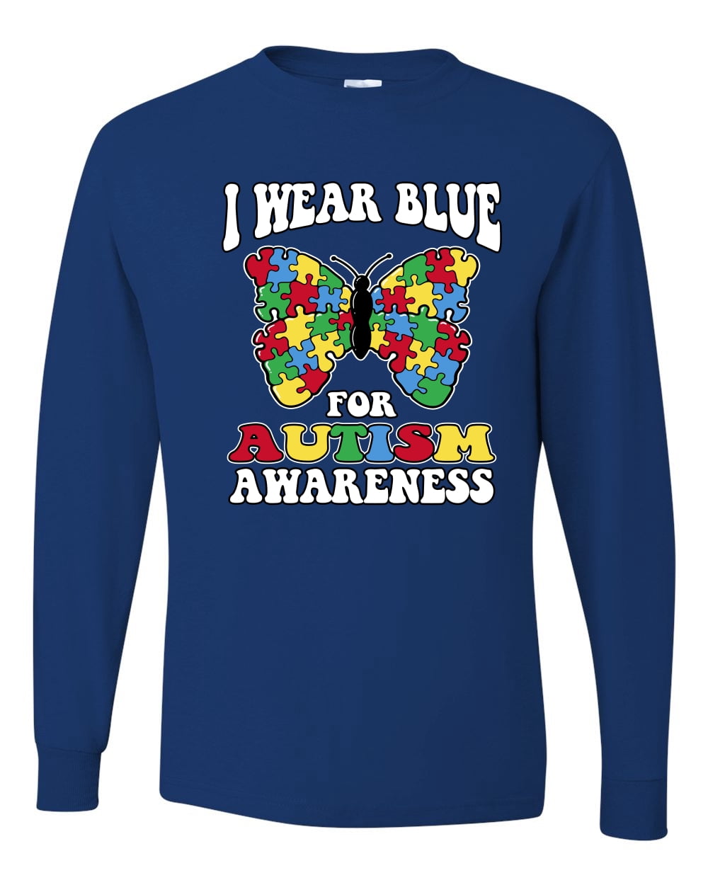 Wild Bobby I Wear Blue for Autism Awareness Men Long Sleeve Shirt