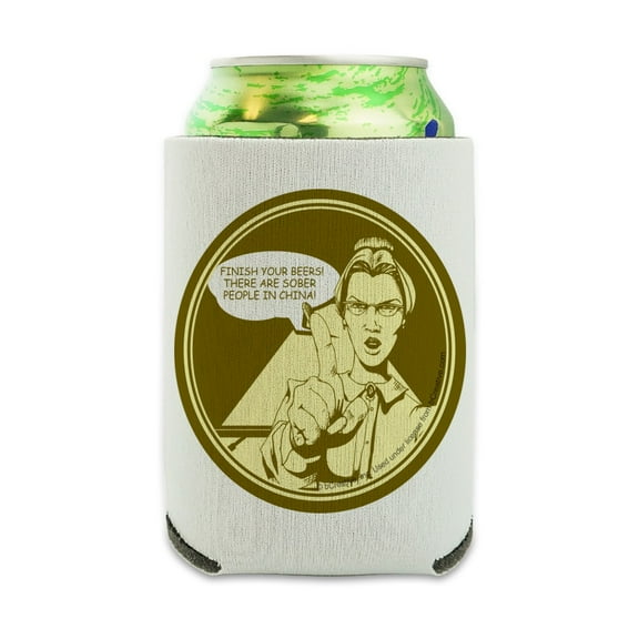 Finish Your Beers Sober People in China Funny Humor Can Cooler - Drink Sleeve Hugger Collapsible Insulator - Beverage Insulated Holder