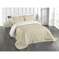 thumbnail image 3 of Ambesonne Beige Quilted Bedspread Set 3 Pcs, 3 Dimensional Stripes, King Size, Ivory Beige, 3 of 5