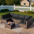 thumbnail image 3 of Patio Furniture Set on Sale, Asofer 7-PCS Outdoor Conversation Sectional Sofa with Cushion Glass table for Porch, Poolside, 3 of 8