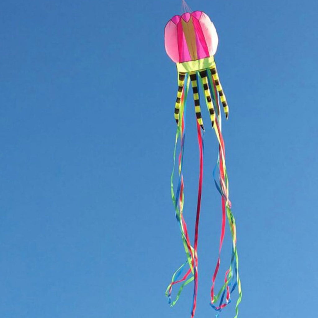 ZPAQI Nylon Long Tail Fish Kite Large 3D Octopus Wind Kite Parent-Child Entertainment