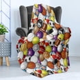 thumbnail image 3 of Ambesonne Summer Emoji Throw Blanket, Ice Cream and Watermelon Pattern with Sun Ornaments on Striped Back, Flannel Fleece Accent Piece Soft Couch Cover for Adults, , Lime Green Mustard, 3 of 7