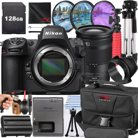 Nikon Z8 Mirrorless Camera with 24-120mm Lens + 128GB Memory Card + Pistol Grip Tripod + SV Premium Accessory Bundle (International Version)