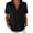 #03 Black, variant on Women's Collared V Neck Blouse, Short Sleeve Casual Shirt, Solid Work Top, Relaxed Fit Pull-on for Vacation Work Leisure, Army Green L