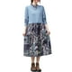 thumbnail image 1 of Vestido de mujer de manga larga con empalme suelto y estampado vintage con bolsillos laterales, 1 of 8