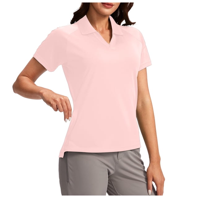WEAIXIMIUNG T-Shirts Unis pour Femmes, Chemise à Col en V, Manches Courtes, Hauts de Tennis