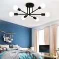 thumbnail image 5 of Lámpara de techo de 6 cabezales en negro/blanco/dorado, lámpara colgante de techo LED sencilla y moderna, Base de lámpara E27, accesorio de iluminación para decoración de la habitación del hogar, 5 of 5
