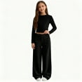 thumbnail image 5 of YunPes Teen Girls Corduroy Pants Baggy Wide Leg Pants Elastic High Waist Loose Sweatpants Casual Stretchy Pockets Trousers, 5 of 10