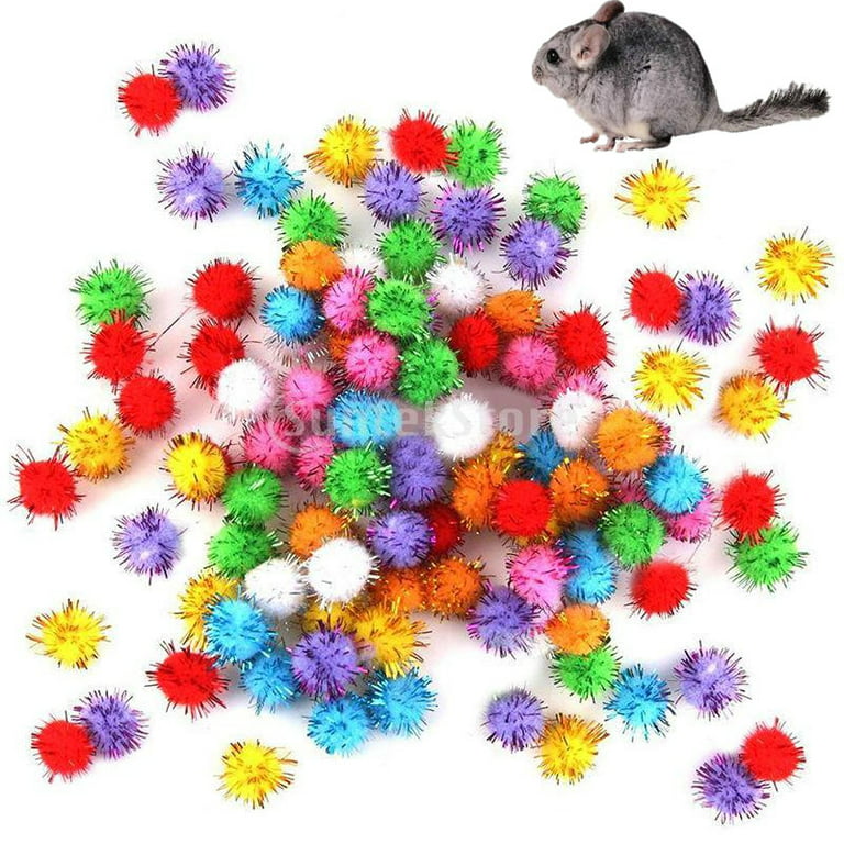 Shappy 100 Pieces Christmas Pom Poms Glitter Pom Decor for Arts Crafts DIY, Green, White and Red (25 mm)