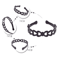 thumbnail image 3 of Juego de 2 diademas con peine para el pelo de plástico negro con forma de diente de tiburón, 3 of 5