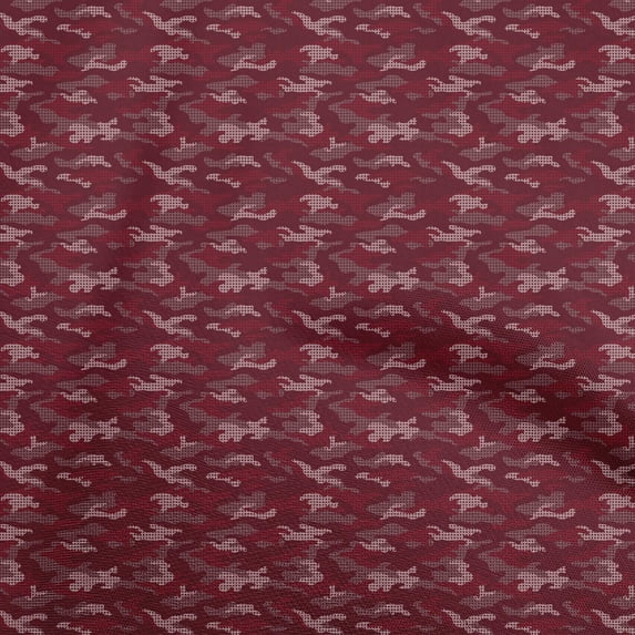 oneOone Polyester Spandex Maroon Fabric Camouflage Sewing Craft Projects Fabric Prints By Yard 56 Inch Wide