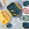 thumbnail image 3 of Lonchera Portátil con Compartimentos para Estudiantes, Lonchera Bento para Oficina, con Tenedor y Cuchara, Recipiente para Almacenar Alimentos en Microondas B, 3 of 5